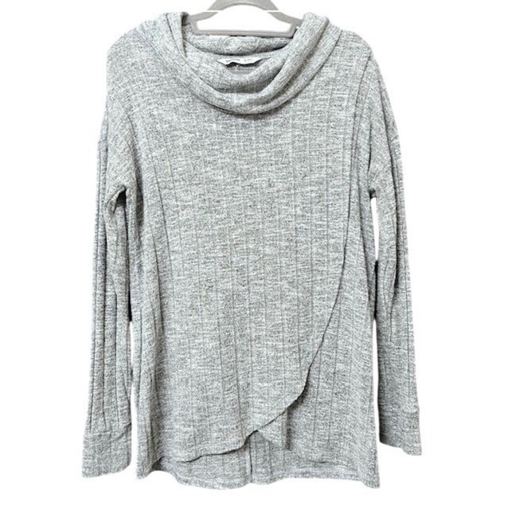 Sonoma Cowl Neck Maternity Tulip Hem Nursing Top Womens Size M Grey/White